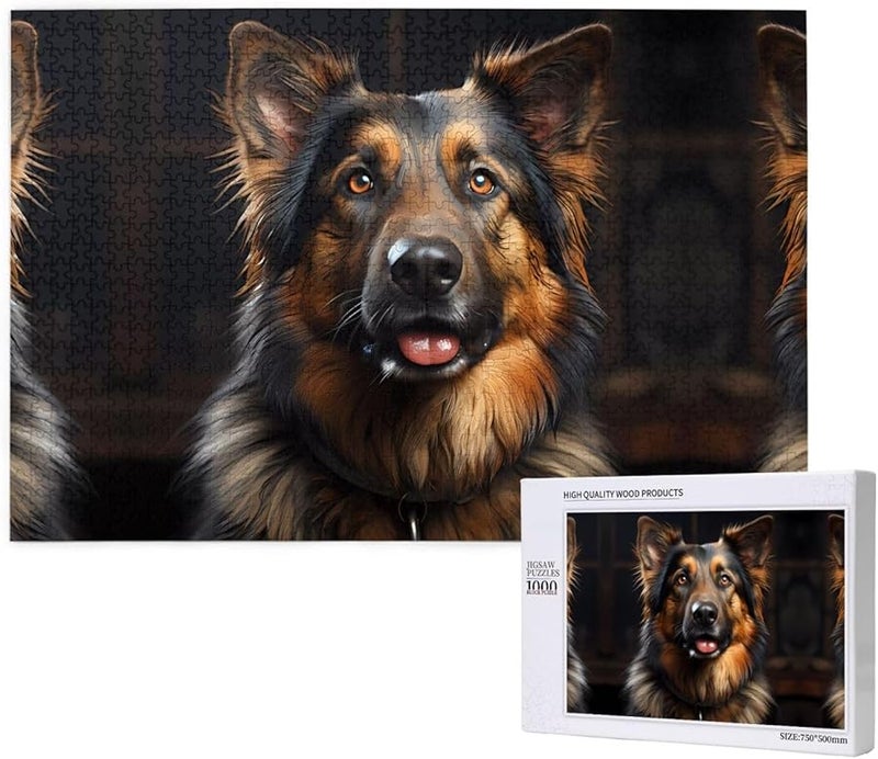 لغز بازل من 1000 قطعة لسلالة كلاب الراعي الألماني فايا للبالغين لتزيين المنزل مقاس 29.5 × 19.7 بوصة - Image 1